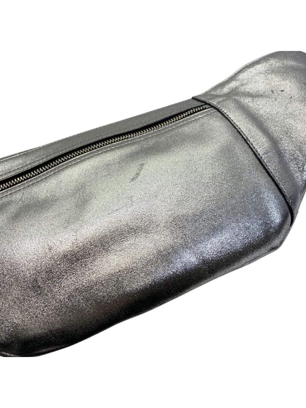 Saint Laurent Belt Bag Logo Leather Metallic Silver Paris Sophistication Luxury - Picture 6 of 10